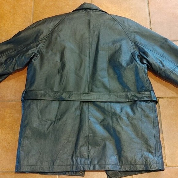 Oscar Piel Men's Black Perfect Leather Insulated Winter Coat Jacket USA - MED - Picture 8 of 9